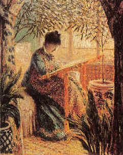Claude Monet Camille Monet Embroidering oil painting image